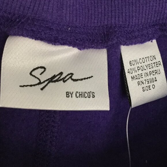 Spa by Chico's Purple Terry Pull-On Pants - Picture 3 of 8